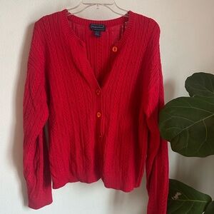 Charter Club Vibrant Red Cable Knit Cardigan